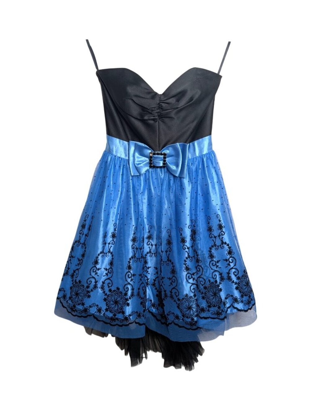 Vtg Jessica McClintock Gunne Sax Size 5 Black & Blue Formal Party Dress Prom